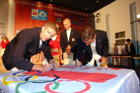 Ślubowanie kolarzy szosowych przed wyjazdem na Igrzyska XXIX Olimpiady
